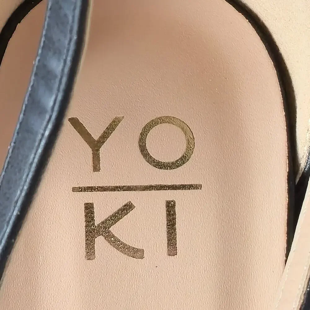 Yoki Tavin Women's Black Block Heel Ankle strap Shoe 9 New